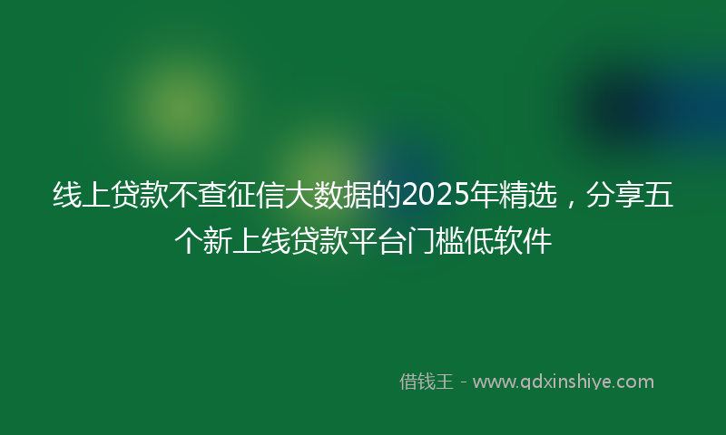 线上贷款不查征信大数据的2025年精选，分享五个新上线贷款平台门槛低软件