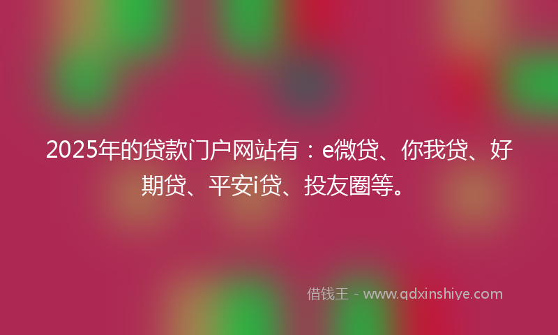 2025年的贷款门户网站有：e微贷、你我贷、好期贷、平安i贷、投友圈等。