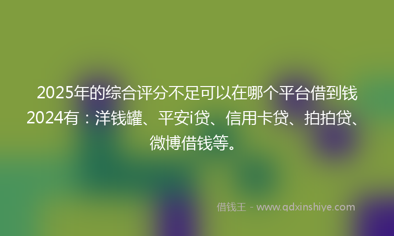 2025年的综合评分不足可以在哪个平台借到钱2024有：洋钱罐、平安i贷、信用卡贷、拍拍贷、微博借钱等。