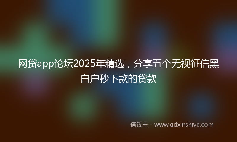 网贷app论坛2025年精选，分享五个无视征信黑白户秒下款的贷款