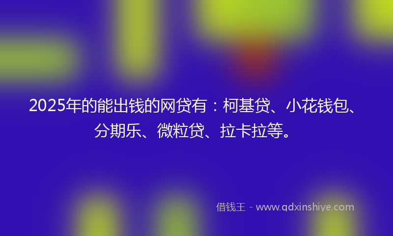 2025年的能出钱的网贷有：柯基贷、小花钱包、分期乐、微粒贷、拉卡拉等。