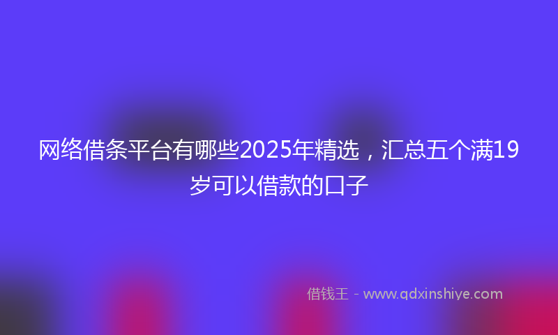 网络借条平台有哪些2025年精选，汇总五个满19岁可以借款的口子
