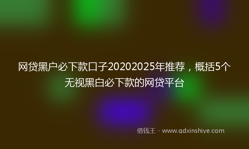 网贷黑户必下款口子20202025年推荐，概括5个无视黑白必下款的网贷平台