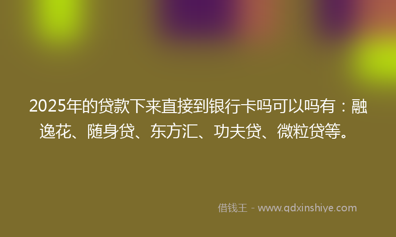 2025年的贷款下来直接到银行卡吗可以吗有：融逸花、随身贷、东方汇、功夫贷、微粒贷等。