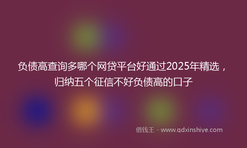 负债高查询多哪个网贷平台好通过2025年精选，归纳五个征信不好负债高的口子