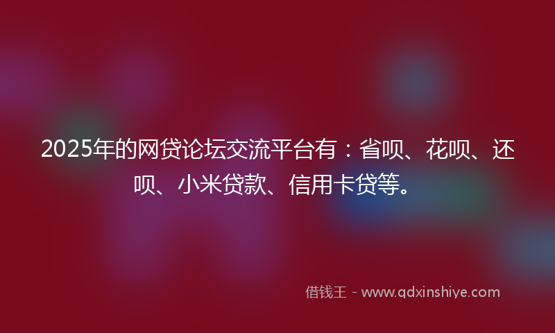 2025年的网贷论坛交流平台有：省呗、花呗、还呗、小米贷款、信用卡贷等。