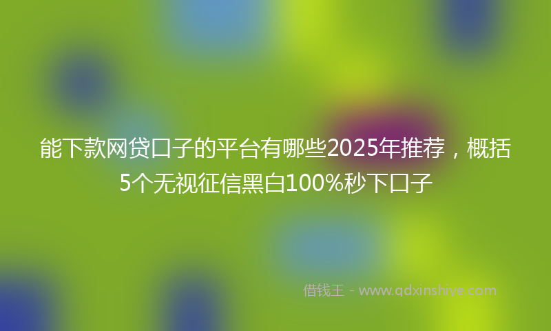 能下款网贷口子的平台有哪些2025年推荐，概括5个无视征信黑白100%秒下口子