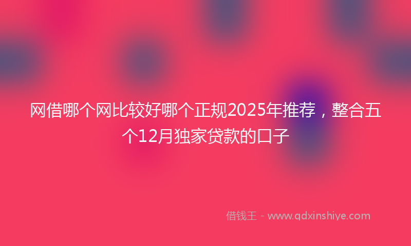 网借哪个网比较好哪个正规2025年推荐，整合五个12月独家贷款的口子