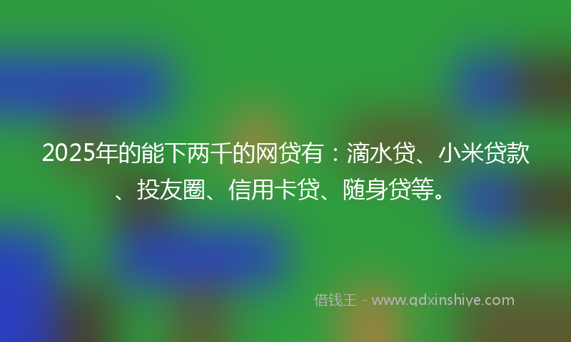 2025年的能下两千的网贷有：滴水贷、小米贷款、投友圈、信用卡贷、随身贷等。