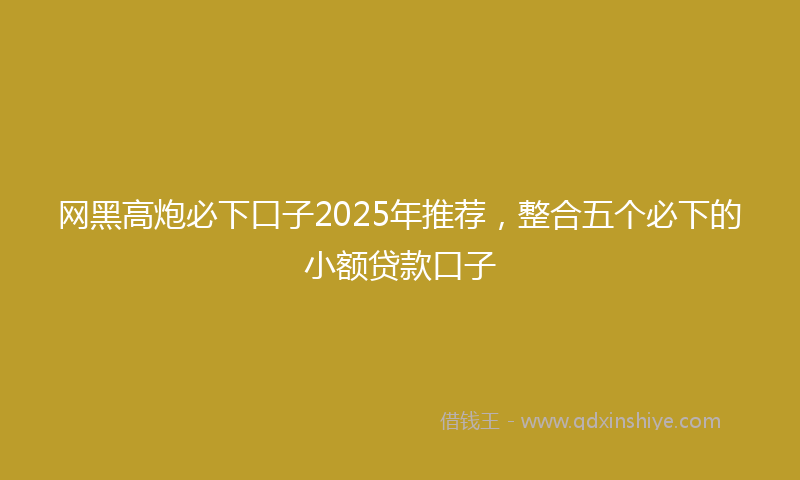 网黑高炮必下口子2025年推荐，整合五个必下的小额贷款口子