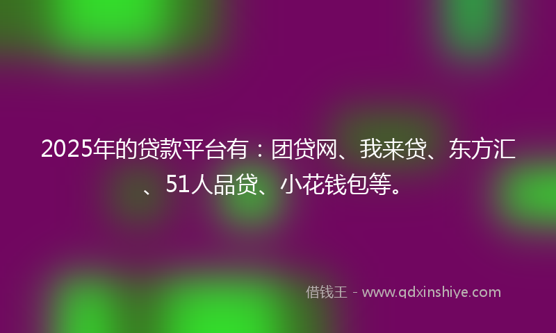 2025年的贷款平台有：团贷网、我来贷、东方汇、51人品贷、小花钱包等。