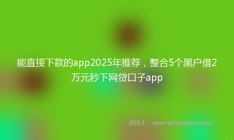 能直接下款的app2025年推荐，整合5个黑户借2万元秒下网贷口子app