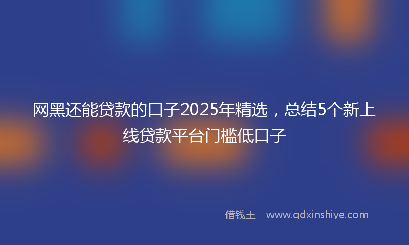 网黑还能贷款的口子2025年精选，总结5个新上线贷款平台门槛低口子