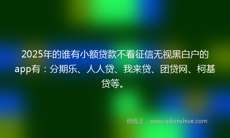 2025年的谁有小额贷款不看征信无视黑白户的app有：分期乐、人人贷、我来贷、团贷网、柯基贷等。