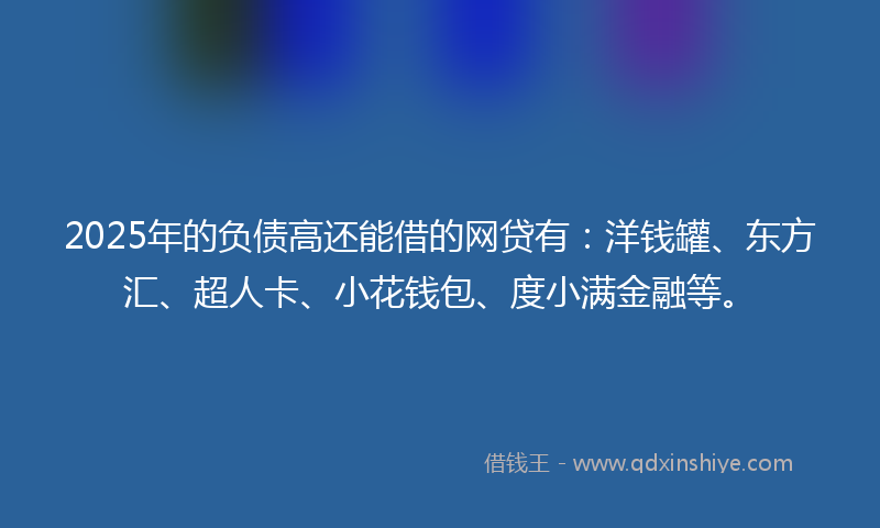 2025年的负债高还能借的网贷有：洋钱罐、东方汇、超人卡、小花钱包、度小满金融等。