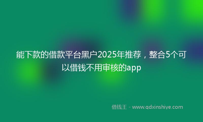 能下款的借款平台黑户2025年推荐，整合5个可以借钱不用审核的app