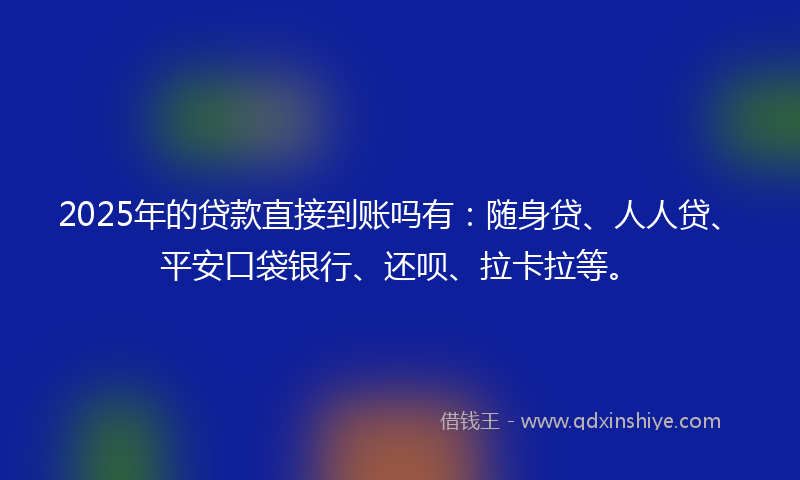 2025年的贷款直接到账吗有：随身贷、人人贷、平安口袋银行、还呗、拉卡拉等。