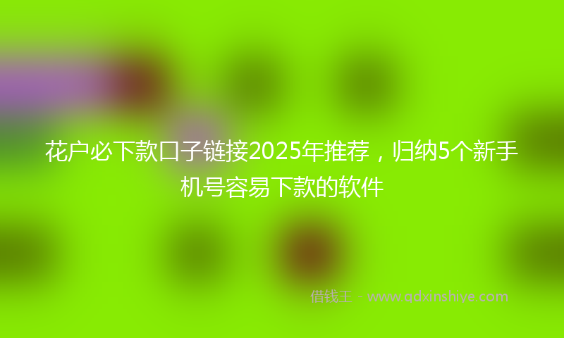 花户必下款口子链接2025年推荐，归纳5个新手机号容易下款的软件