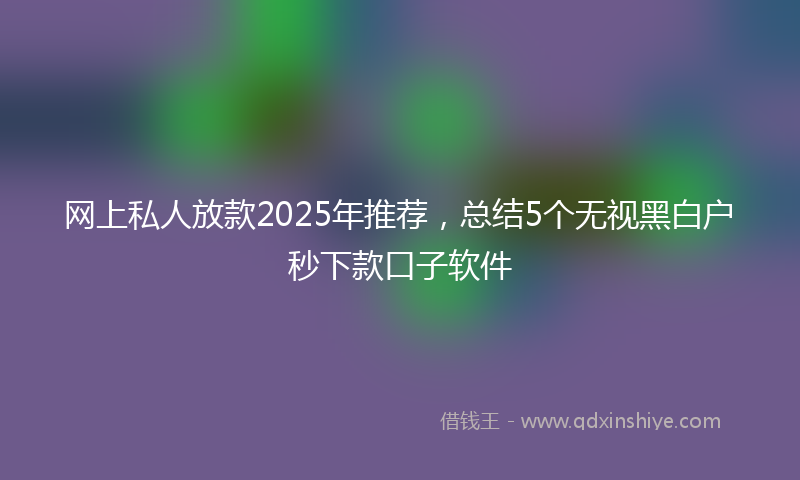 网上私人放款2025年推荐，总结5个无视黑白户秒下款口子软件