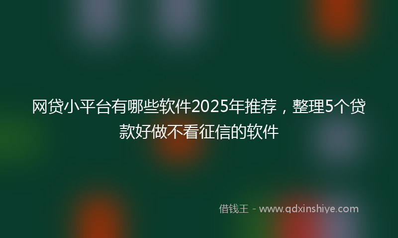 网贷小平台有哪些软件2025年推荐，整理5个贷款好做不看征信的软件
