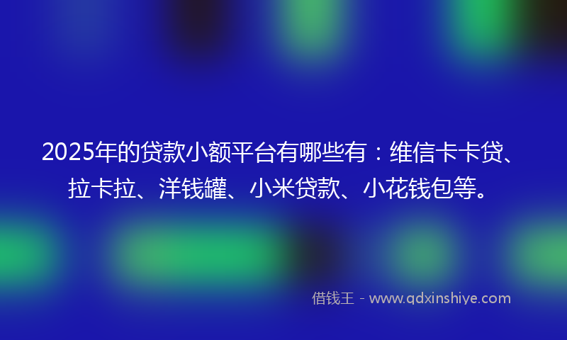2025年的贷款小额平台有哪些有：维信卡卡贷、拉卡拉、洋钱罐、小米贷款、小花钱包等。