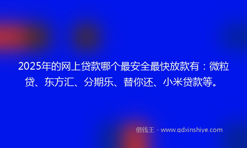 2025年的网上贷款哪个最安全最快放款有：微粒贷、东方汇、分期乐、替你还、小米贷款等。