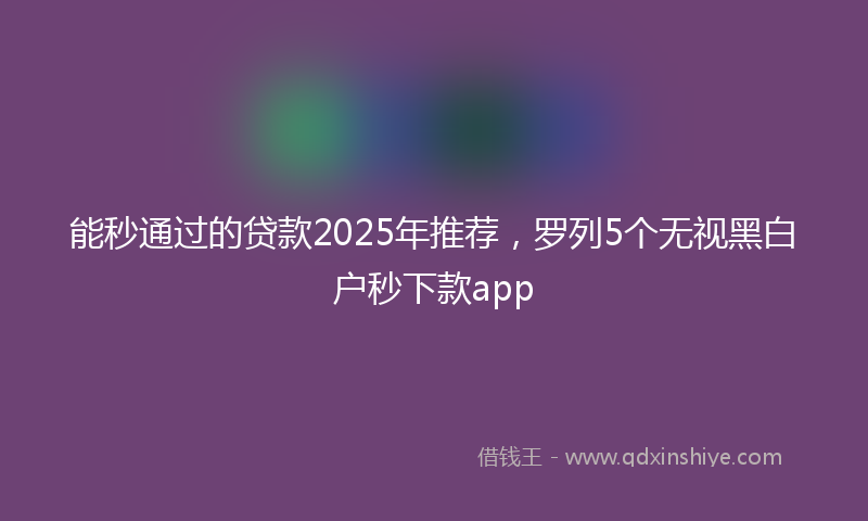 能秒通过的贷款2025年推荐，罗列5个无视黑白户秒下款app