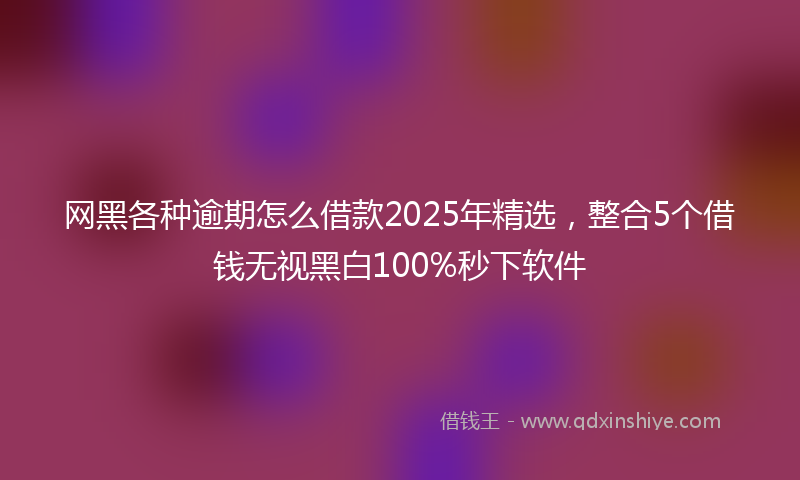 网黑各种逾期怎么借款2025年精选，整合5个借钱无视黑白100%秒下软件