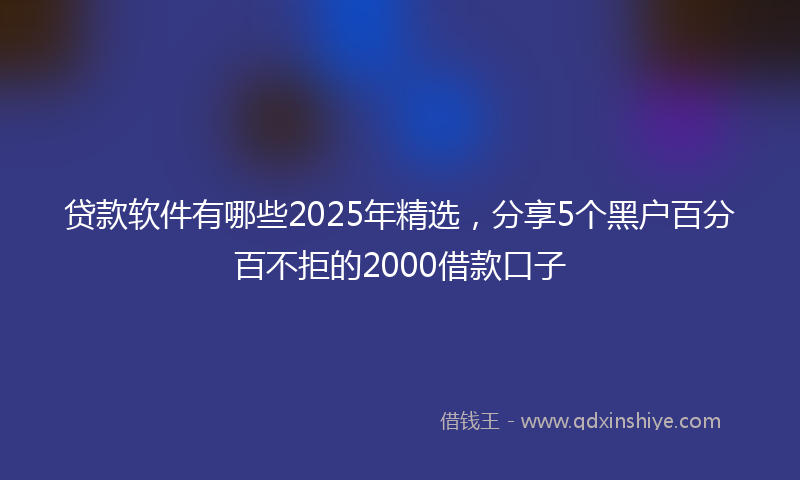 贷款软件有哪些2025年精选，分享5个黑户百分百不拒的2000借款口子