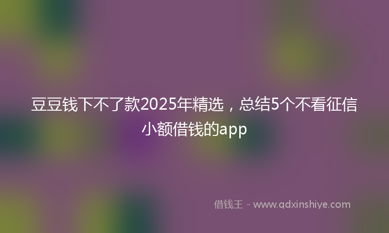 豆豆钱下不了款2025年精选，总结5个不看征信小额借钱的app