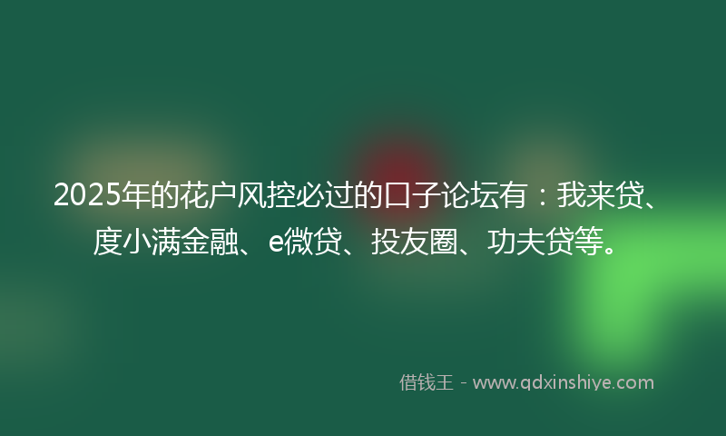 2025年的花户风控必过的口子论坛有：我来贷、度小满金融、e微贷、投友圈、功夫贷等。