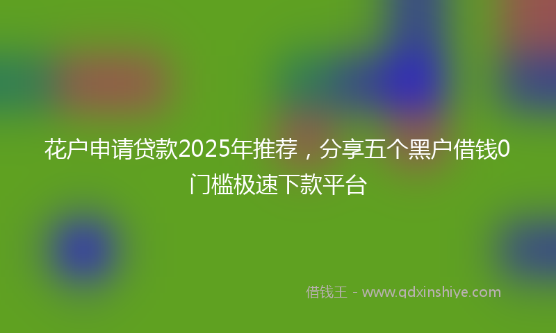 花户申请贷款2025年推荐，分享五个黑户借钱0门槛极速下款平台