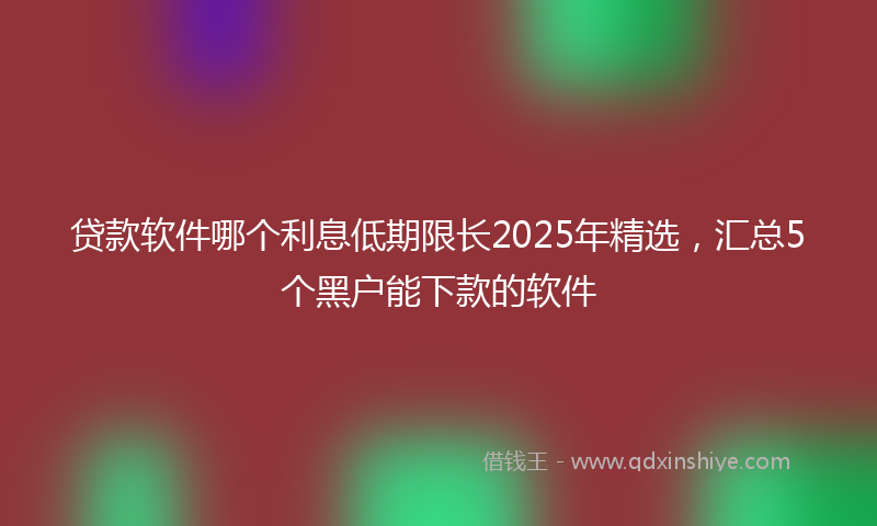 贷款软件哪个利息低期限长2025年精选，汇总5个黑户能下款的软件