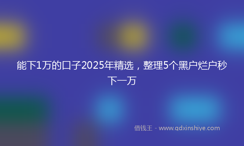 能下1万的口子2025年精选，整理5个黑户烂户秒下一万