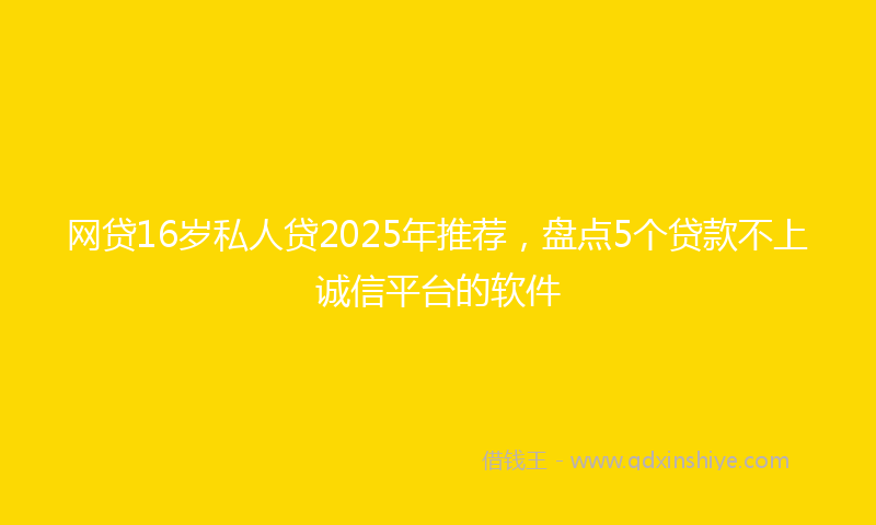 网贷16岁私人贷2025年推荐，盘点5个贷款不上诚信平台的软件