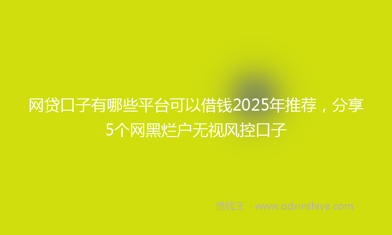 网贷口子有哪些平台可以借钱2025年推荐，分享5个网黑烂户无视风控口子