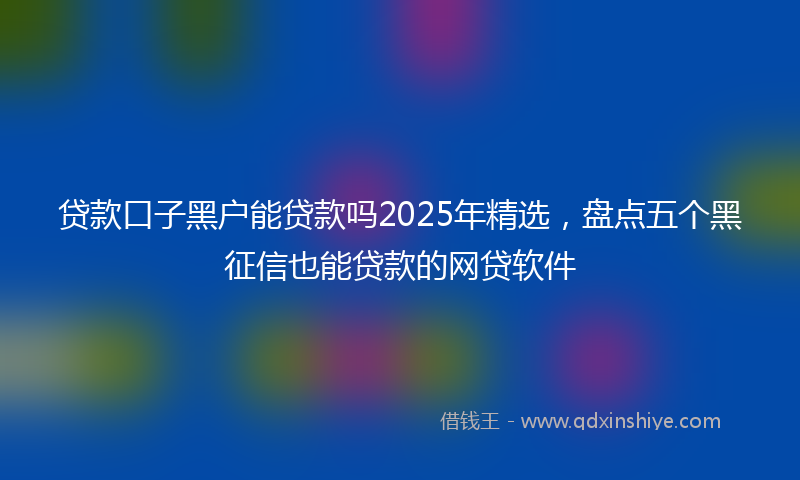 贷款口子黑户能贷款吗2025年精选，盘点五个黑征信也能贷款的网贷软件