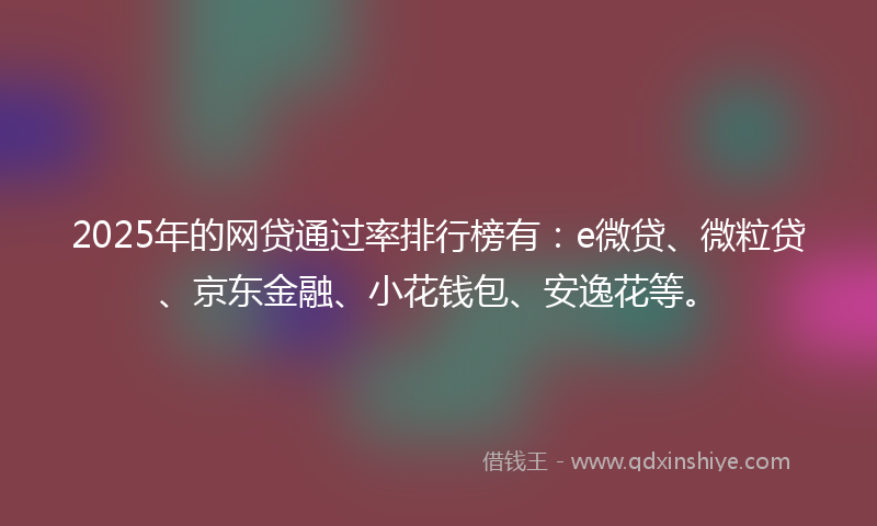 2025年的网贷通过率排行榜有：e微贷、微粒贷、京东金融、小花钱包、安逸花等。