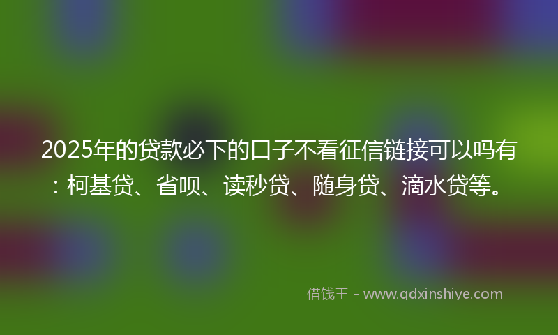 2025年的贷款必下的口子不看征信链接可以吗有：柯基贷、省呗、读秒贷、随身贷、滴水贷等。