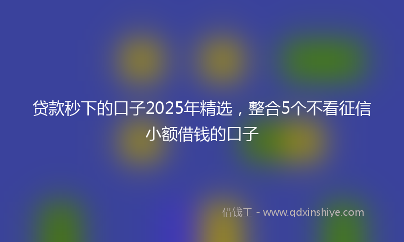 贷款秒下的口子2025年精选，整合5个不看征信小额借钱的口子