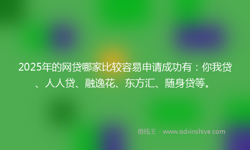 2025年的网贷哪家比较容易申请成功有：你我贷、人人贷、融逸花、东方汇、随身贷等。