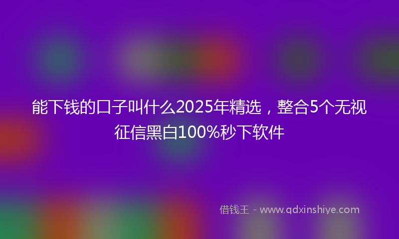 能下钱的口子叫什么2025年精选，整合5个无视征信黑白100%秒下软件