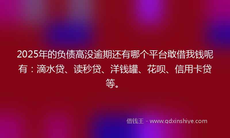 2025年的负债高没逾期还有哪个平台敢借我钱呢有：滴水贷、读秒贷、洋钱罐、花呗、信用卡贷等。