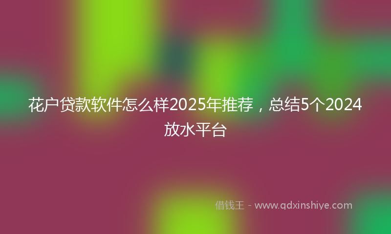 花户贷款软件怎么样2025年推荐，总结5个2024放水平台