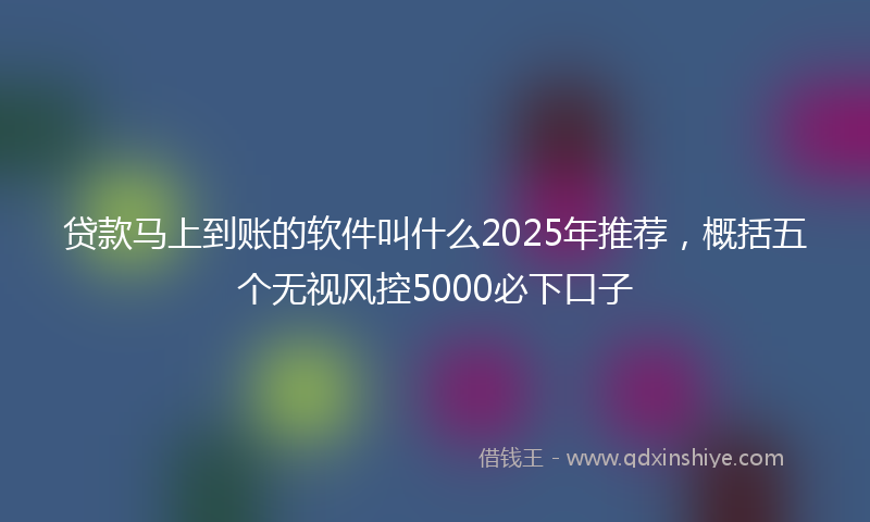 贷款马上到账的软件叫什么2025年推荐，概括五个无视风控5000必下口子