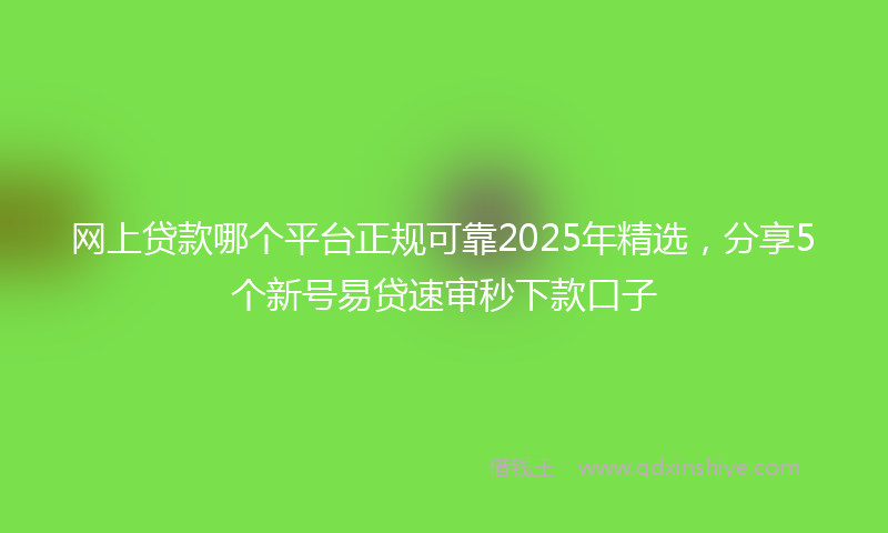 网上贷款哪个平台正规可靠2025年精选，分享5个新号易贷速审秒下款口子