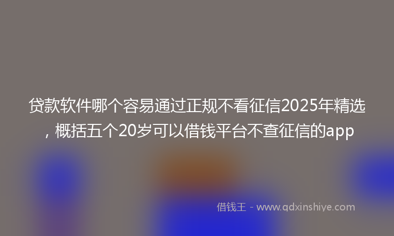 贷款软件哪个容易通过正规不看征信2025年精选，概括五个20岁可以借钱平台不查征信的app