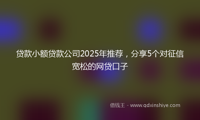 贷款小额贷款公司2025年推荐，分享5个对征信宽松的网贷口子