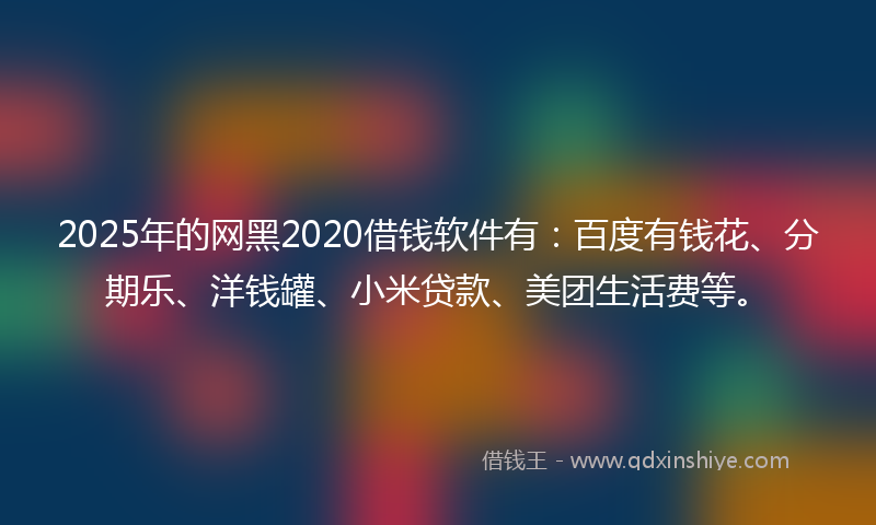 2025年的网黑2020借钱软件有：百度有钱花、分期乐、洋钱罐、小米贷款、美团生活费等。