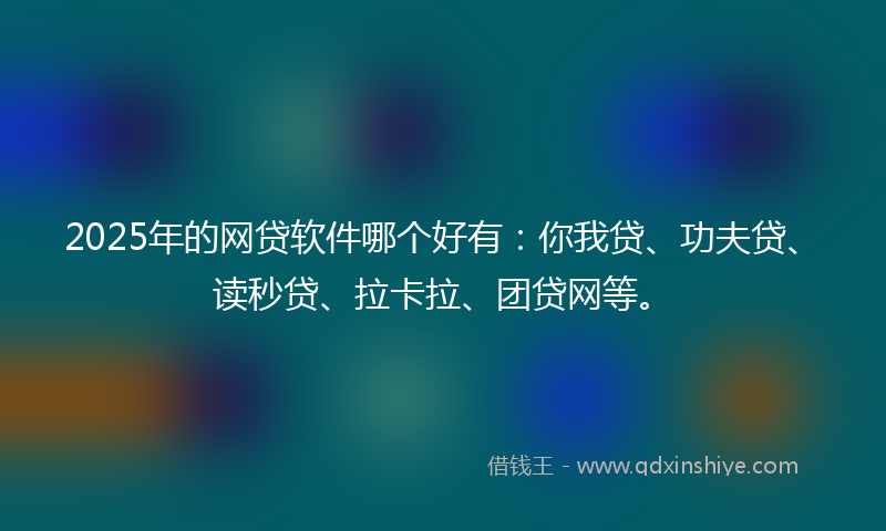 2025年的网贷软件哪个好有：你我贷、功夫贷、读秒贷、拉卡拉、团贷网等。